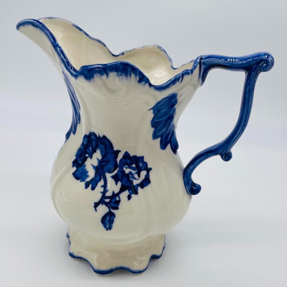 Flow Blue Ironstone Stafford Shire Serving Pitcher 8 inches